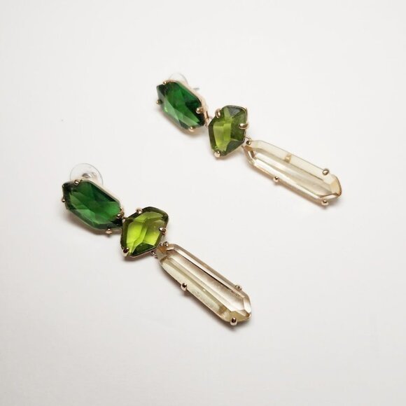 5/$100 SALE - BCBGMAXAZRIA Green Ombre Jewel Drop Earrings - Picture 2 of 4
